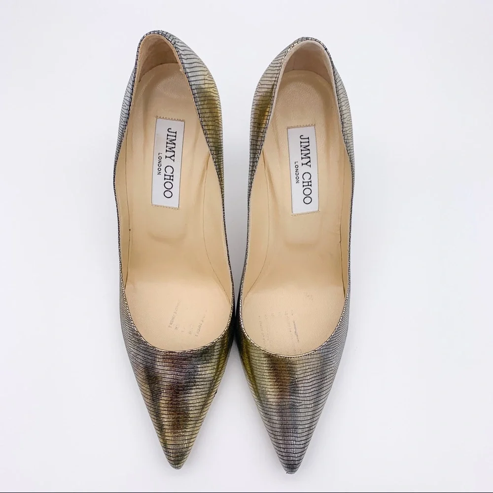 Jimmy Choo Agnes Metallic Leather Pumps